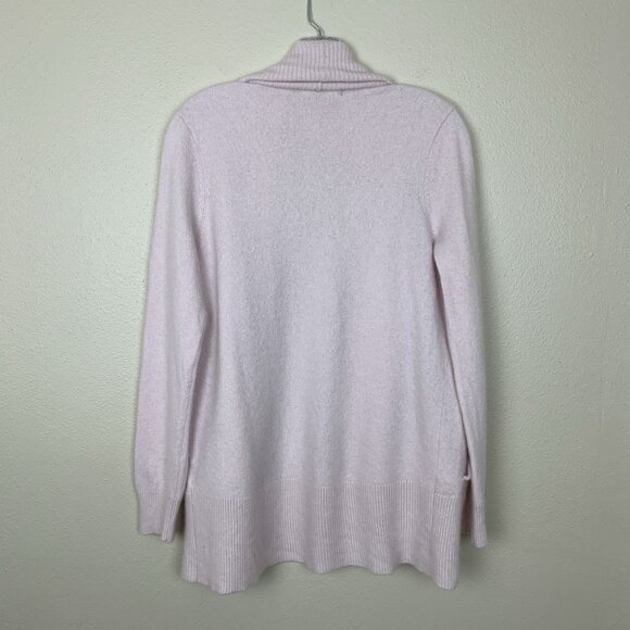 Quince Womens XL 100% Cashmere Cardigan Sweater Open Cowl Neck Pockets Pink - Picture 3 of 11